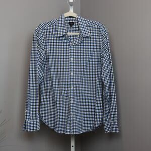 J.Crew Slim Fit Blue‎ Black Gingham Check Long Sleeve Shirt Size M